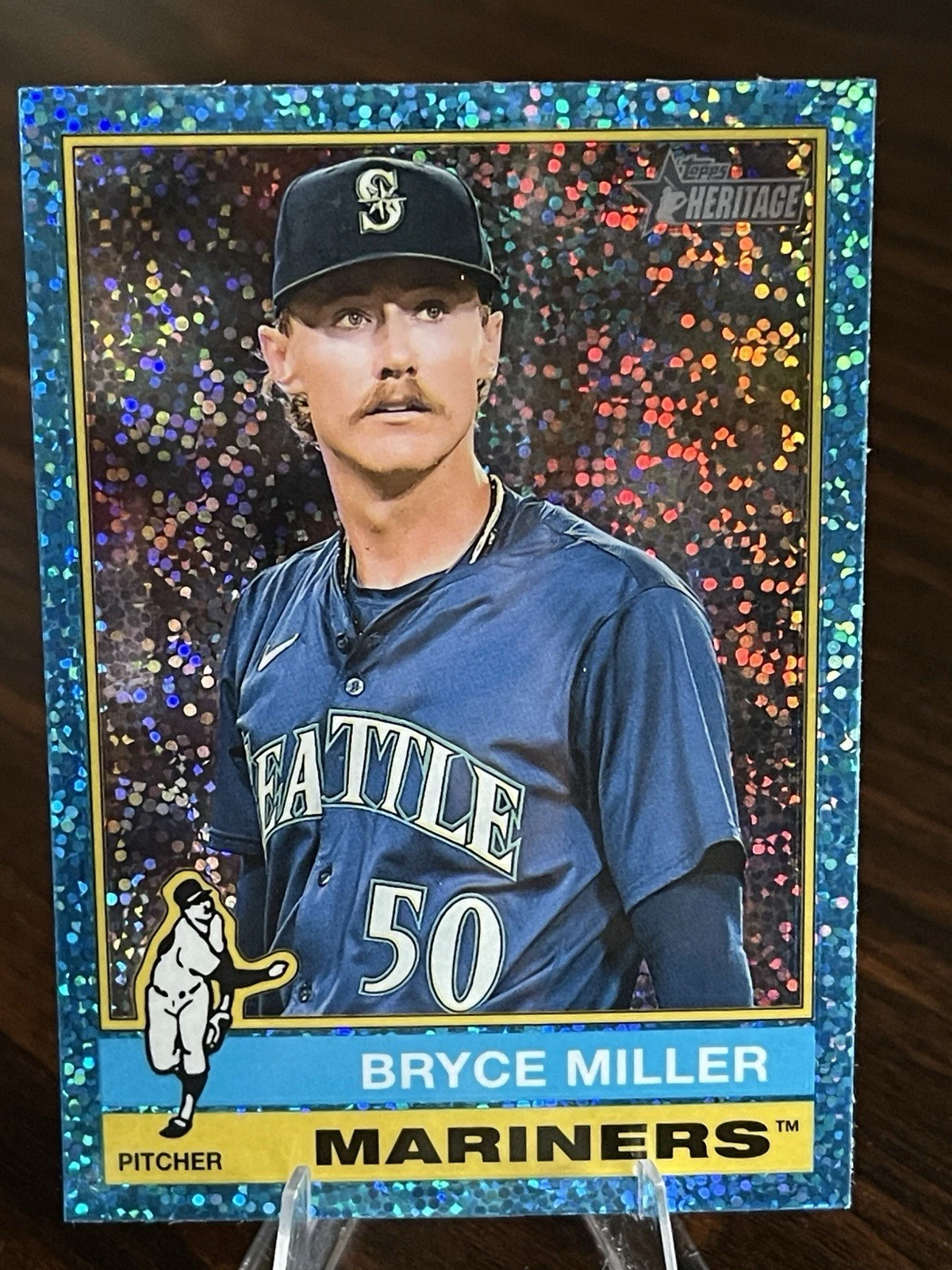 2025 Topps Heritage - #107 BLUE SPARKLE Bryce Miller Seattle Mariners
