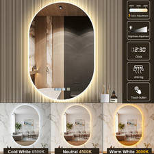 LED Lighted Bathroom Mirror 20x30 Inch Anti-Fog Dimmable With Time Function