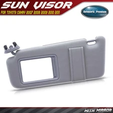 Gray Left Driver Side Sun Visor w/ Mirror for Toyota Camry 2007-2011 w/o Sunroof