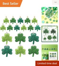 36PCS Mini Glitter Resin Shamrock Ornaments St. Patrick's Day Hanging Decorat...