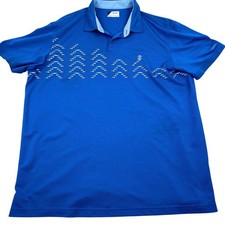 Izod Golf Mens Polo Shirt Size XL Blue Short Sleeve Patterned Performance Top