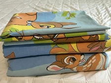 Vintage 70's Walt Disney’s Bambi bed sheet FULL size Complete Set Great Colors