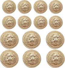 14Pcs Gold Metal Blazer Buttons Set Lion Head Vintage Coat Suit Jacket Uniform