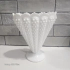 Fenton Hobnail Milk Glass Fan Vase. 8" Tall.