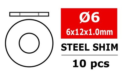 Team Corally Ersatzteil Steel Metric Shim 6,0x12x1,0mm 10 pcs / C-3301-060-12-10