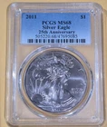 2011 American Silver Eagle $1 PCGS MS69 1 Oz .999 Fine Silver 25th Anniversary