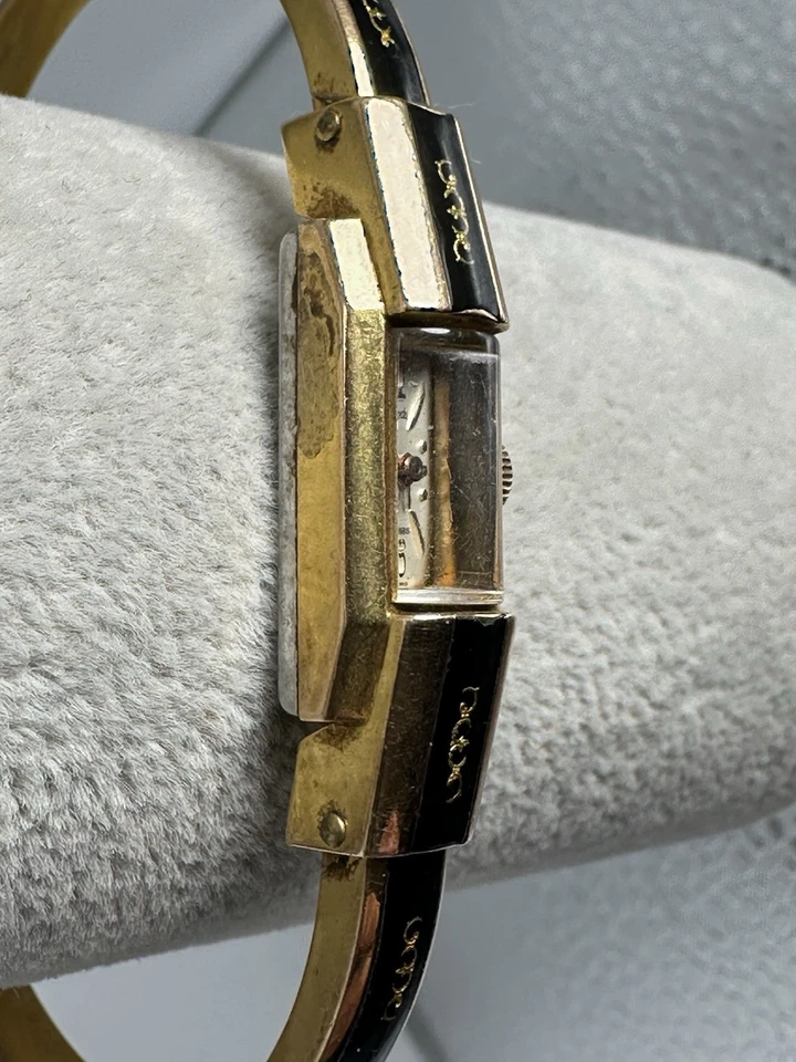 Nivada Bangle Cuff Ladies Watch Manual Wind 11MM 5.5" Gold Plated Rare Works N66 - Image 4 of 4