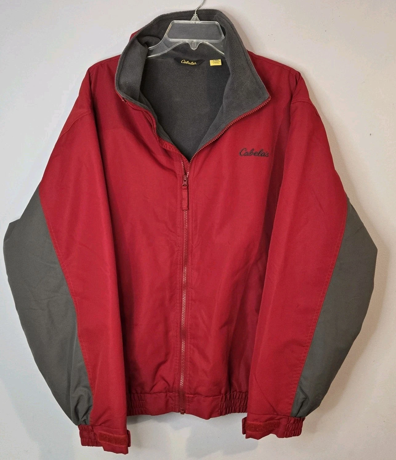 Cabela's Mens Outdoor Gear Full Zip Fleece Lined Insulated Jacket Red Gray Sz L