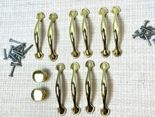 Vtg Style Gold Brass 12 Drawer Pull Handles 4.5" Long Hardware Cabinet Kitchen
