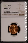 1957-D Lincoln Wheat Cent-Ch Gem BU NGC MS 65 Red Lustrous No Reserve #SLK840