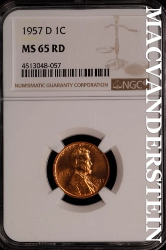 1957-D Lincoln Wheat Cent-Ch Gem BU NGC MS 65 Red Lustrous No Reserve #SLK840