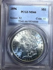 1896 P   MORGAN DOLLAR PCGS OLD HOLDER GEM MS 66