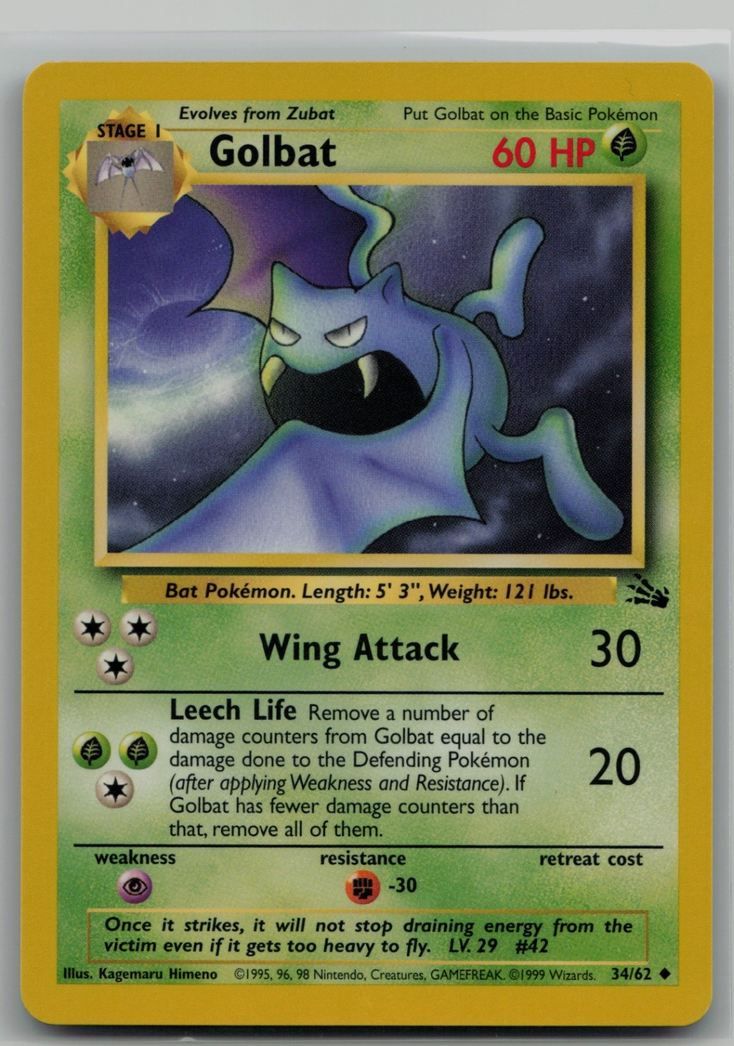 Golbat Uncommon Fossil 34/62 NM
