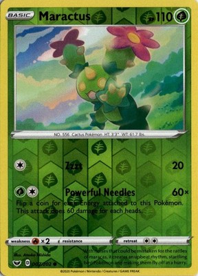Maractus Reverse Holo Common SWSH01 SWSH01: Sword & Shield Base Set 007/202 NM