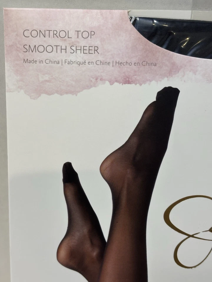 Medias transparentes lisas Jessica Simpson Control Top negras talla EF cintura extra ancha Foto 3 de 4