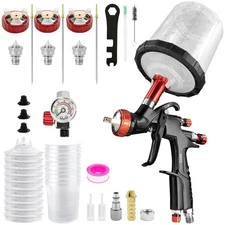 A610 LVLP Air Spray Gun 1.3/1.7/2.0mm Nozzles R500 Paint Guns w/ 10x Mixing Cup