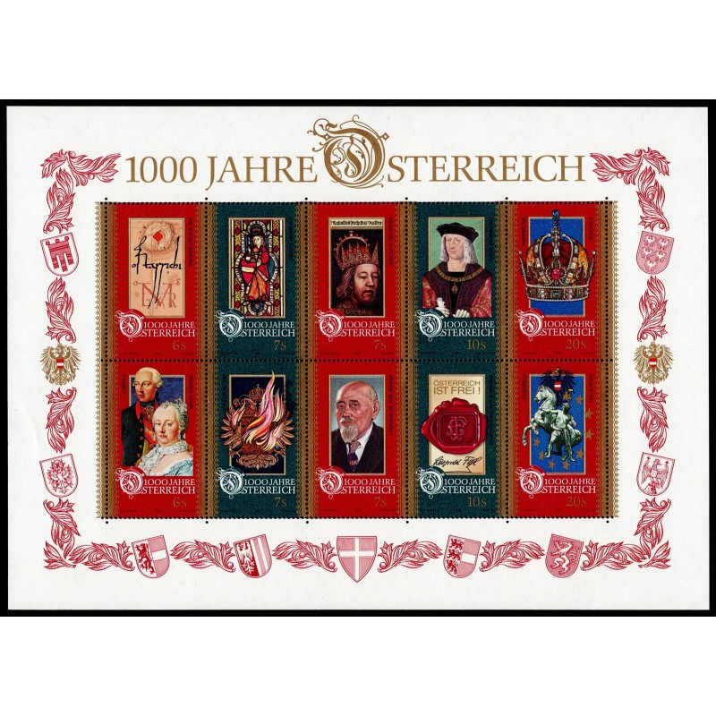 FR7874 - 1996 Austria - 1000 anni di Austria Foglietto nuovo MNH/**