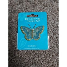 NEW Decorative Details Shiny Metallic Butterfly Iron-On Patch