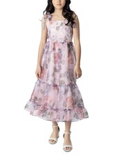 Rare Editions Big Girls Floral-Print Organza Maxi Dress - Lavender - 10US
