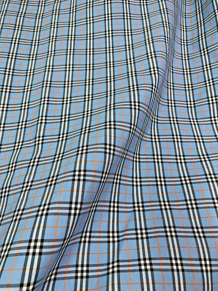 Blue Orange Plaid Tartan Scottish Woven Fabric Material 44"W BTY - Image 4 of 4