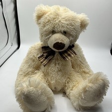 Sainsburys Teddy Cream Tartan Ribbon Very Soft Toy Plush Bear 13”