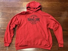 Champion Red Mens XL USMC United States Marine Corps Veteran Hoodie Sweatshirt