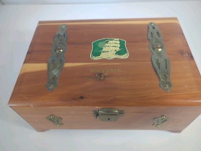 Vintage Wood Chest ''Souvenir Of Corpus Christi TX'' Metal Latch & Key Well Made 