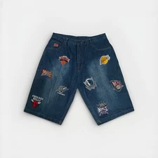 UNK Vintage Shorts Men’s NBA 16 Embroidered Patches Baggy Loose Denim Size 38