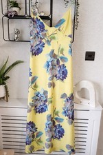 Bardot Wintour Floral Midi Slip Dress Yellow Blue XL UK 14 Bias Cut