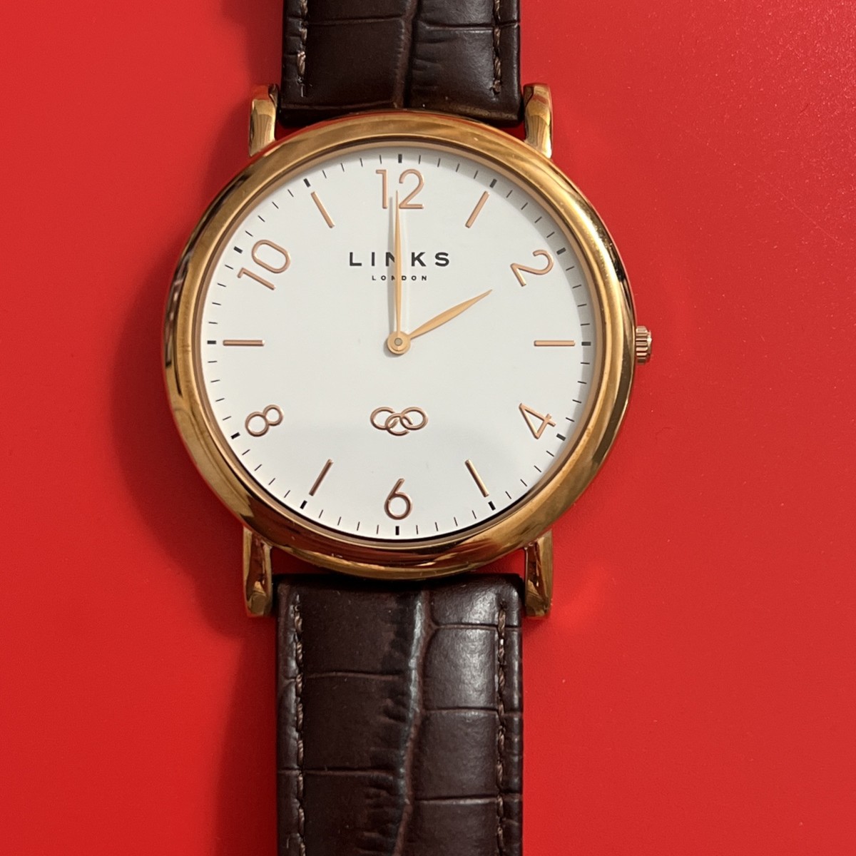 Links of London Noble Watch Mens 42mm Gold Tone Leather 6010.0327 New Battery Mens Links Of London Noble Watch 6010.0327 Quartz Brown  main image 4