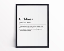 Girl-Boss Definition Print Framed Girl-Boss Definition Feminist Wall Art