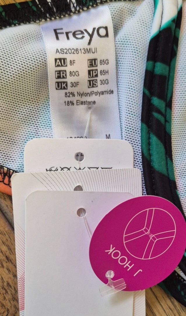 Freya 'Honolua Bay' Bikini Top Black/Green/Multi UK 30F NWT image 6