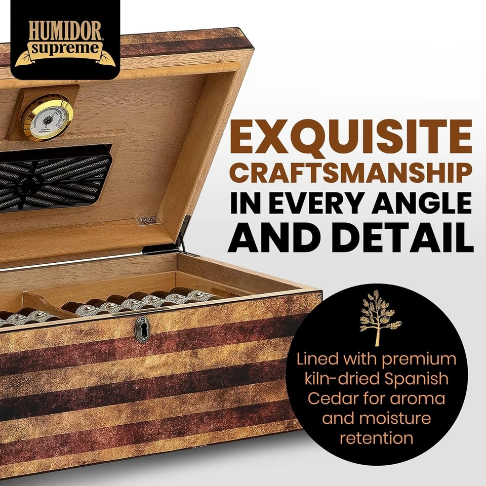 Old Glory American Flag 100ct Zigarren Humidor Box mit Luftbefeuchter + Hygrometer  - Bild 4 von 4