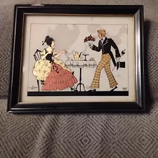 VINTAGE C&A RICHARDS FRAMED SILHOUETTE #34856 CALLING ON THE SWEETHEART