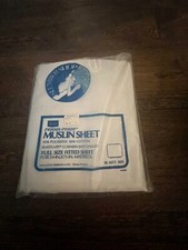 Vintage Sears Sheet Slumber Shop Perma Prest Muslin Sheet Full Size Fitted NEW
