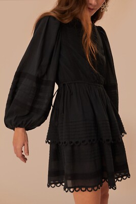 NEW, Farm Rio black lace long sleeve mini dress SZ M #EP83 | eBay