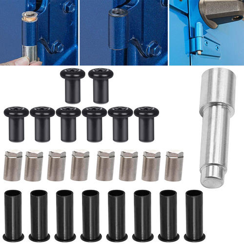 Door Pin Guides + Hinge Nuts + Bushing Removal Tool for Jeep Wrangler