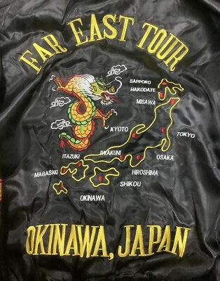 80s SUKAJAN OKINAWA JACKET TOUR FAR EAST TOUR JAPAN EMBROIDERED