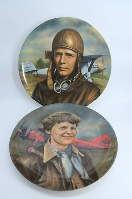 Paar Vorproduktion American Historical Plate Ltd Lindburgh Earhart Aviation