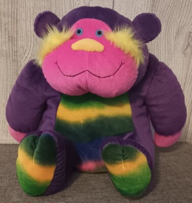 Stuffins Y2K Rainbow Pink Purple Gorilla Monkey Monster Stuffed Animal Plush Toy
