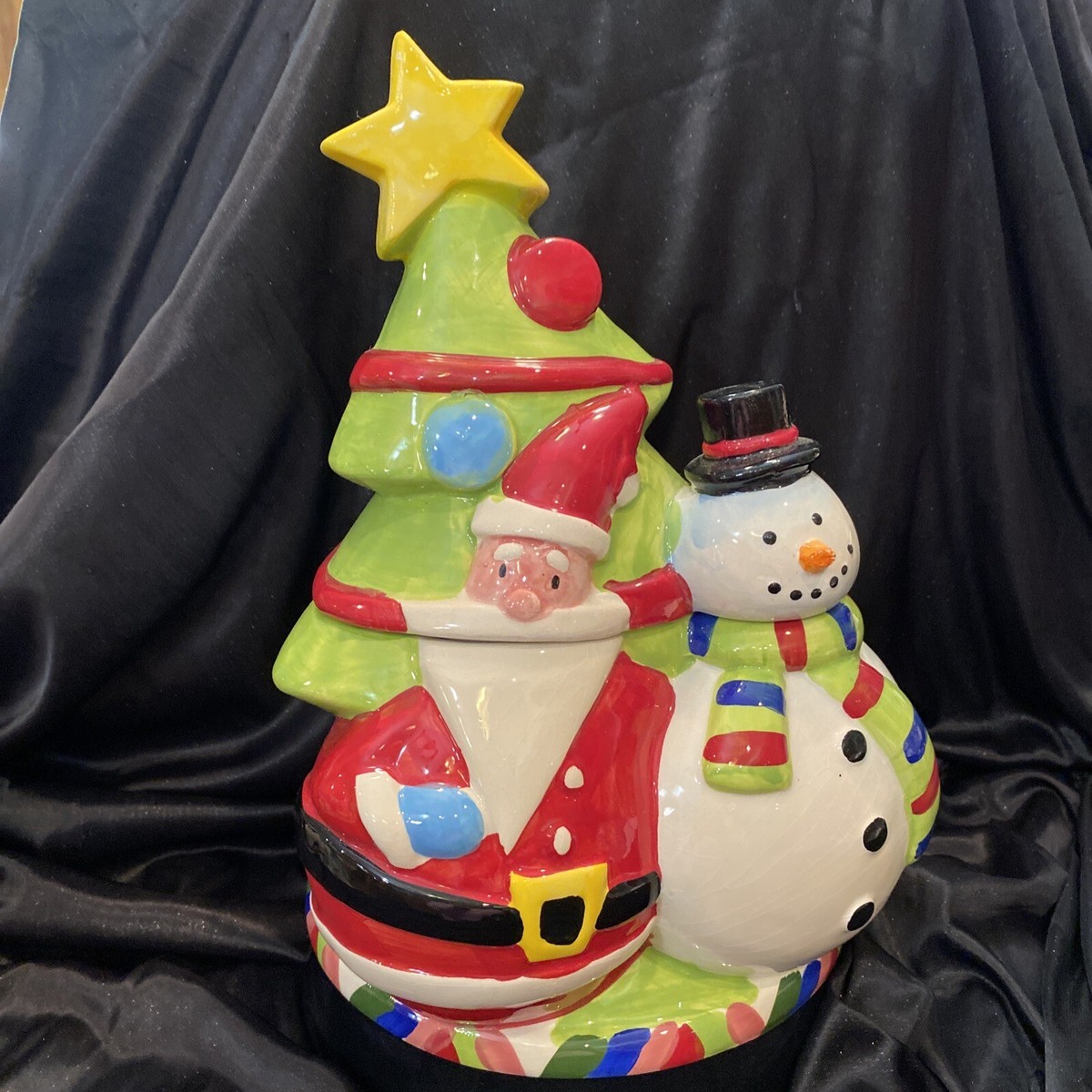 CHRISTMAS COOKIE JAR CHRISTMAS TREE SANTA SNOWMAN CERAMIC PORCELAIN