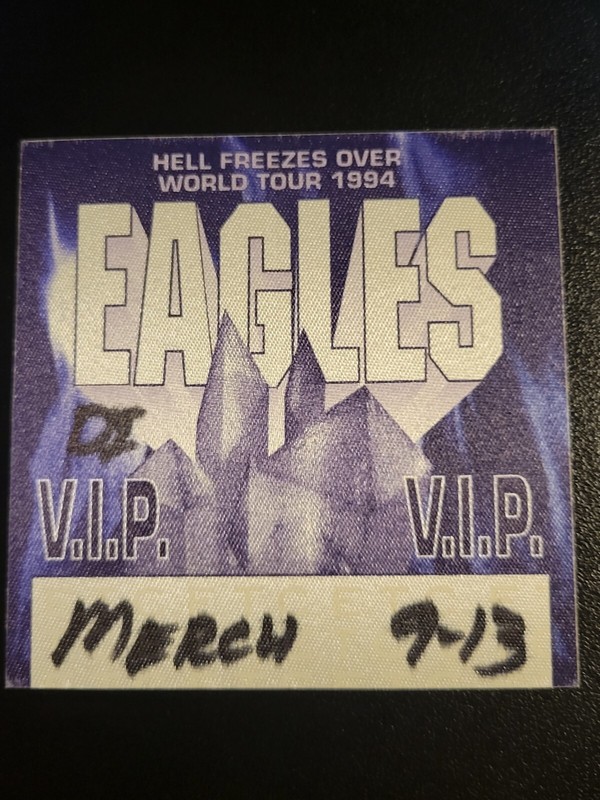 Eagles 1994 Hell Freezes Over-Unused Purpl Backstage pass-NOT SOLD TO THE PUBLIC