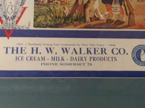 Vintage 1944 H W Walker Co Somerset PA Dairy Products Advertising Full Calendar - Picture 3 of 6