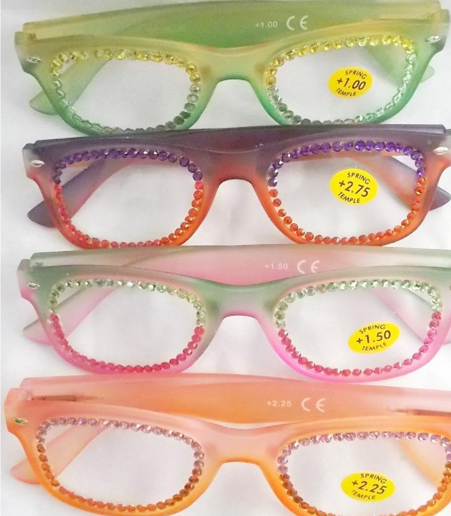 READING GLASSES 2 COLOR FROSTED FRAME WITH RHINESTONES ALL STRENGTHS FREE SHIP-image