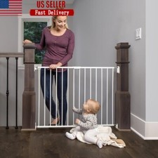 Extra Wide 2-in-1 Baby Safety Gate Top Bottom of Stairs Hardware Mounted Gate