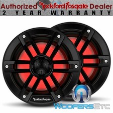 ROCKFORD FOSGATE M1-6B BLACK RGB LIGHT 6" 600W 2WAY COAXIAL MARINE BOAT SPEAKERS