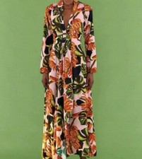 New FARM RIO Maxi Dress XS Pink Toucanana Cruise Resort Festive Hawaiian $200
