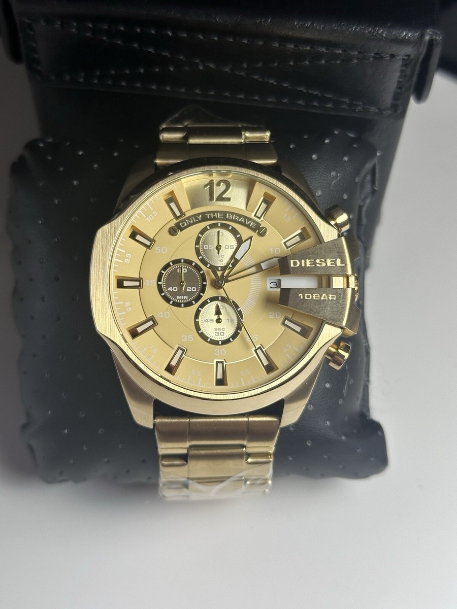 Diesel Mega Chief DZ4360 Wrist Watch for Men Gold for sale online