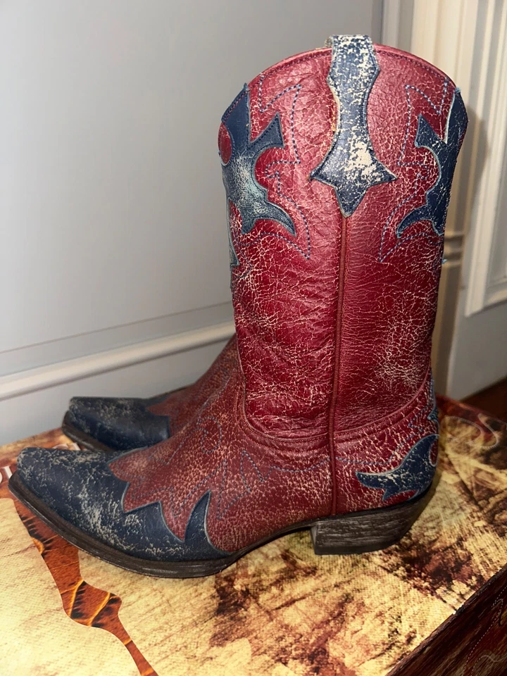 Botas Gringo Antiguas Damas Western Talla 8 Rojo y Azul ¡Hermosas Botas! Foto 3 de 4