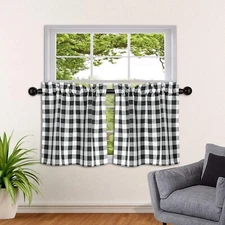LUCKUP Farmhouse Kitchen Curtains Buffalo Plaid,  Tiers Curtains for Windows